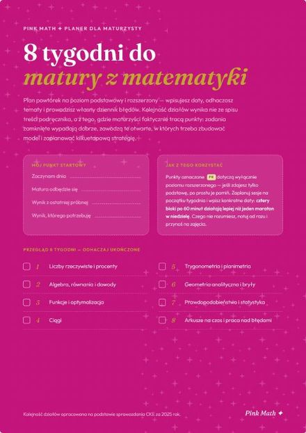 Okładka: Planer: 8 tygodni do matury z matematyki